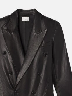 Tailored Leather Coat -- Black -FRAME Clothing Shop WP25LOW002 BLK DET jacket front detail packshot image