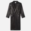Tailored Leather Coat -- Black