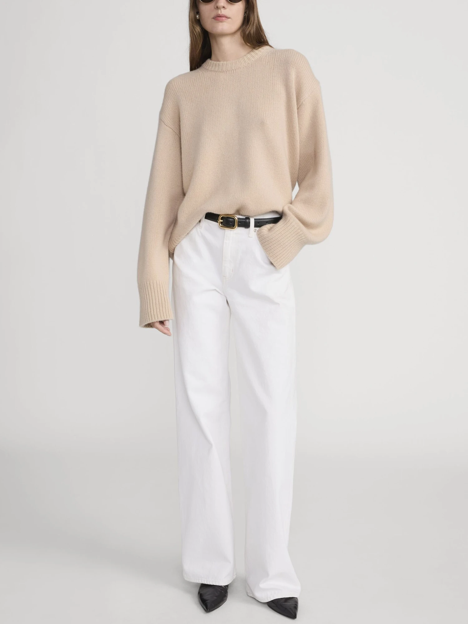 The Cashmere Oversized Crew -- Oatmeal Heather 2 The Cashmere Oversized Crew -- Oatmeal Heather - Image 2