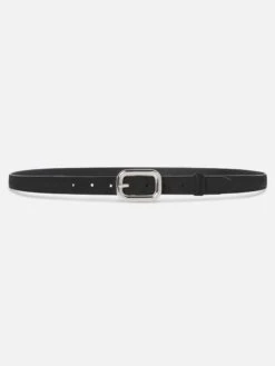 The Suede Rounded Buckle Belt -- Black