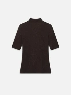 The Lurex Mock Neck Tee -- Americano