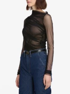 The Draped Top -- Black -FRAME Clothing Shop WP26JKT016 BLK 1023868 ALIN 12846 top side angle image