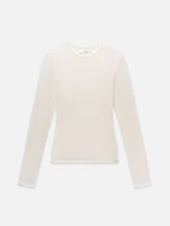 The Mesh Polka Dot Top -- Cream