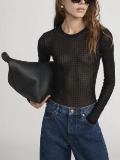The Mesh Polka Dot Top -- Black -FRAME Clothing Shop WP26JTE001 BLK 0291 top front image