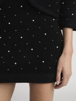 The Embellished Skirt -- Black -FRAME Clothing Shop WP26KSK001 BLK WP26KSW021 BLK 1349 skirt front detail image