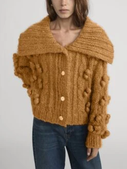 The Bauble Cardigan -- Camel -FRAME Clothing Shop WP26KSW001 CAML 1946 cardi front image