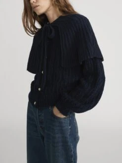 The Cape Sweater -- Navy -FRAME Clothing Shop WP26KSW010 NAVY 2002210 DTOX 4165 sweater side angle image