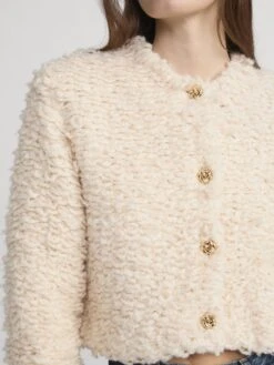 The Shag Cardi -- Cream 10 The Shag Cardi -- Cream -FRAME Clothing Shop WP26KSW011 CREA 0244 cardi front detail image