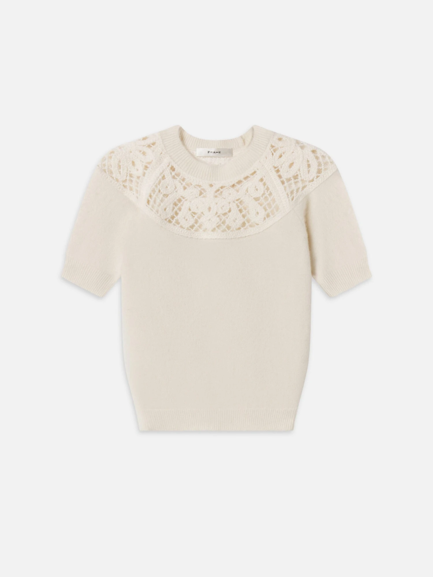 The Lace Gathered Sweater -- Cream 1 The Lace Gathered Sweater -- Cream