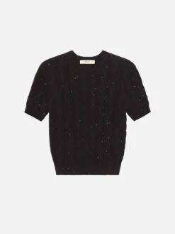 The Sequin Gathered Sweater -- Black