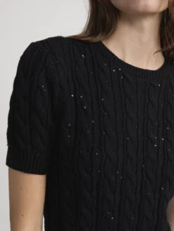 The Sequin Gathered Sweater -- Black -FRAME Clothing Shop WP26KSW026 BLK 1355 039508f2 2b69 4e3f aa64 271810df5530 sweater front detail image