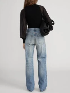 The Sheer SleeveTop -- Black -FRAME Clothing Shop WP26KSW056 BLK 0935 sweater back image