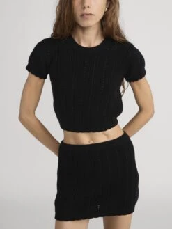 The Getaway Top -- Black -FRAME Clothing Shop WP26KSW061 BLK WP26KSW002 BLK 3577 top front image