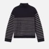 The Striped Cashmere Turtleneck -- Navy Multi