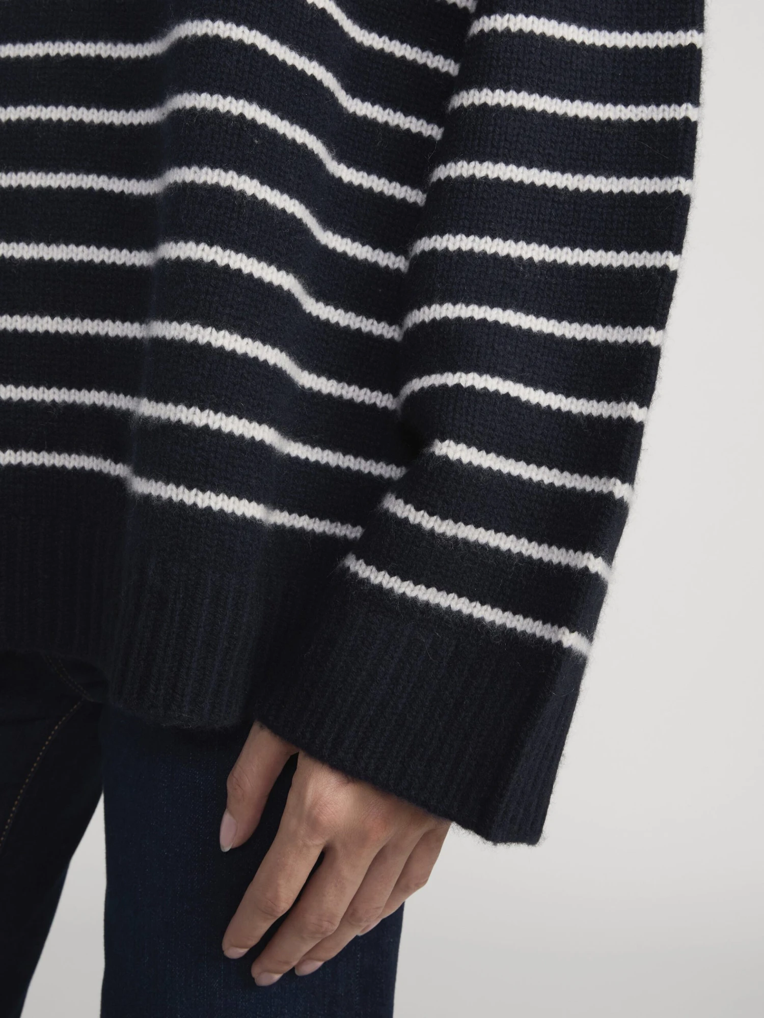The Striped Cashmere Turtleneck -- Navy Multi 3 The Striped Cashmere Turtleneck -- Navy Multi - Image 3