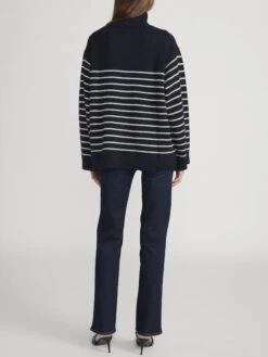The Striped Cashmere Turtleneck -- Navy Multi 12 The Striped Cashmere Turtleneck -- Navy Multi -FRAME Clothing Shop WP26KSW071 NAMU LSLSL814 FRWY 2373 sweater back image