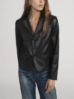 The Leather Smart Blazer -- Black 9 The Leather Smart Blazer -- Black -FRAME Clothing Shop WP26LBZ005 BLK 2899 jacket front image