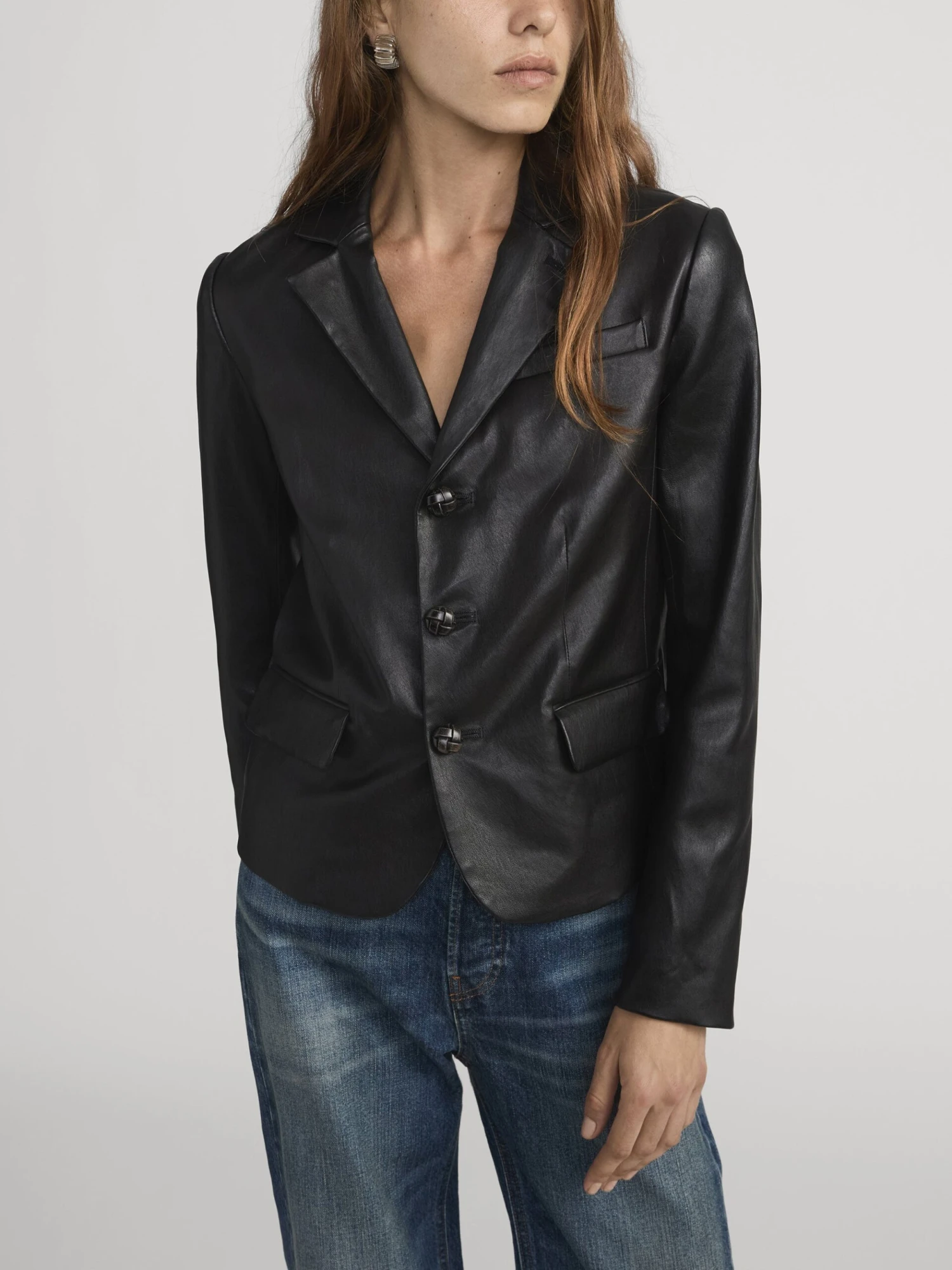 The Leather Smart Blazer -- Black 3 The Leather Smart Blazer -- Black - Image 3