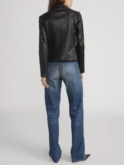 The Leather Smart Blazer -- Black 12 The Leather Smart Blazer -- Black -FRAME Clothing Shop WP26LBZ005 BLK 2944 jacket back image