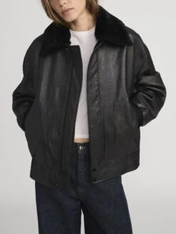 The Nightcap Bomber -- Black -FRAME Clothing Shop WP26LJA014 BLK 2211 jacket front image