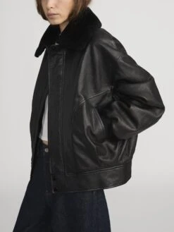 The Nightcap Bomber -- Black -FRAME Clothing Shop WP26LJA014 BLK 2236 jacket side angle image