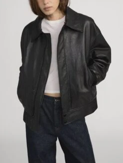 The Nightcap Bomber -- Black -FRAME Clothing Shop WP26LJA014 BLK 2283 jacket front image without collar