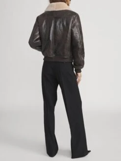 The Shrunken Shearling Bomber -- Cardamom 12 The Shrunken Shearling Bomber -- Cardamom -FRAME Clothing Shop WP26LOW002 CRDM 2658 jacket back image