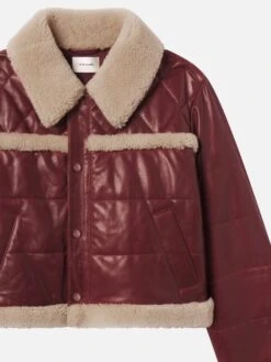 The Shearling Bomber -- Pinot -FRAME Clothing Shop WP26LOW004 PINO DETAIL jacket front detail image