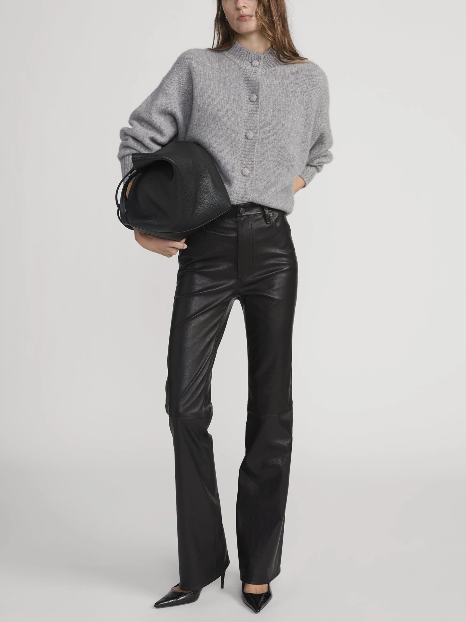 The Cashmere Fleck Cardi -- Silver 2 The Cashmere Fleck Cardi -- Silver - Image 2