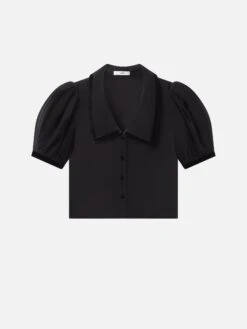 The Velvet Trim Sailor Blouse -- Black