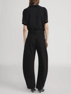 The Velvet Trim Sailor Blouse -- Black -FRAME Clothing Shop WP26WBL002 BLK 3779 top back image