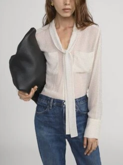 Polka Dot Modern Tie Blouse -- Ecru Multi -FRAME Clothing Shop WP26WBL005 ECMU 2599 top front image
