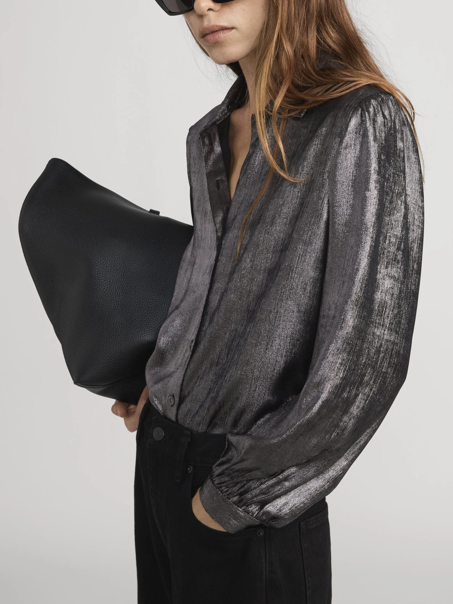 The Shiny Staple Blouse -- Gunmetal 5 The Shiny Staple Blouse -- Gunmetal - Image 5