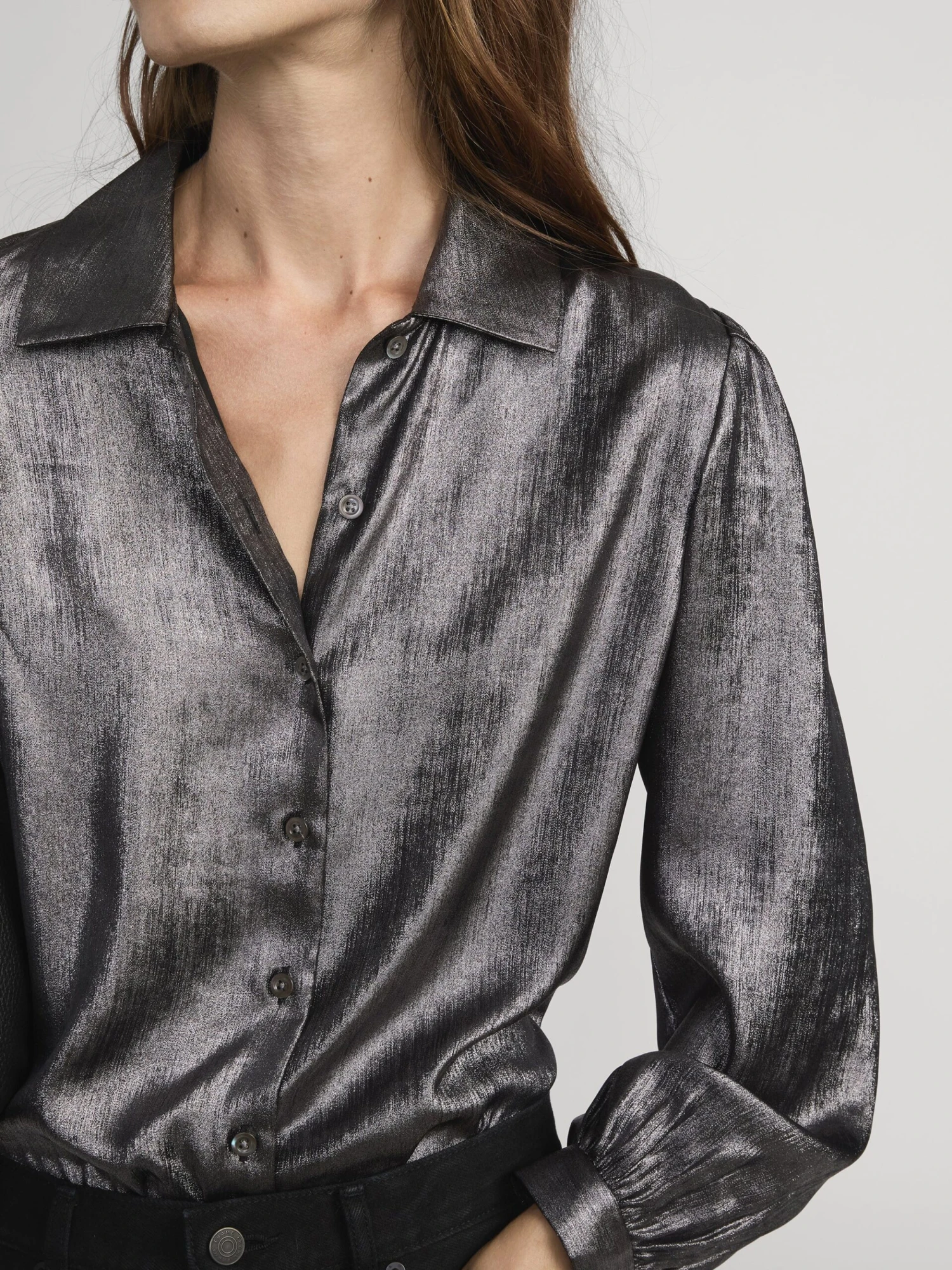 The Shiny Staple Blouse -- Gunmetal 4 The Shiny Staple Blouse -- Gunmetal - Image 4
