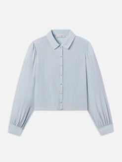The Silk Staple Blouse -- Sky Blue