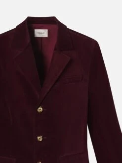 The Velvet Smart Blazer -- Cabernet -FRAME Clothing Shop WP26WBZ010 CBNT DETAIL jacket front detail packshot image