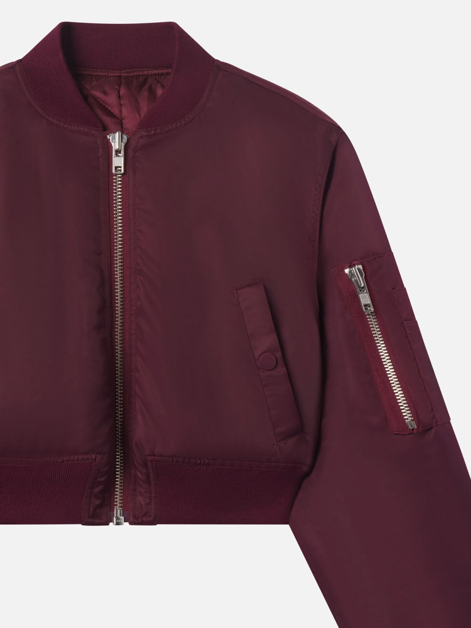 The Cropped Nylon Bomber -- Cabernet 2 The Cropped Nylon Bomber -- Cabernet - Image 2