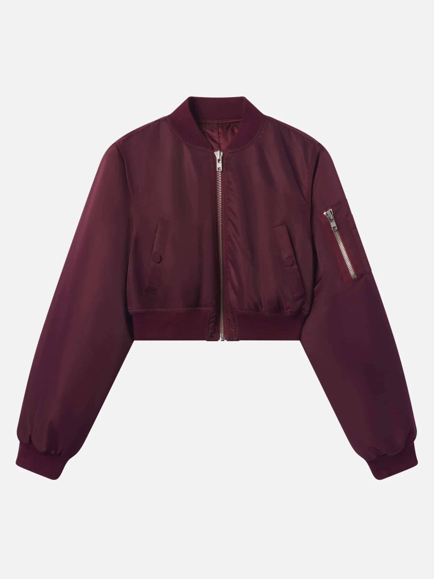 The Cropped Nylon Bomber -- Cabernet 1 The Cropped Nylon Bomber -- Cabernet