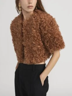 The Plush Bolero -- Camel -FRAME Clothing Shop WP26WOW001 CAML 2769 vest side angle image