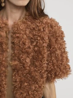 The Plush Bolero -- Camel -FRAME Clothing Shop WP26WOW001 CAML 2778 vest front detail image