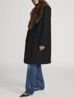 The Shearling Classic Coat -- Black -FRAME Clothing Shop WP26WOW002 BLK 2200 coat side angle image