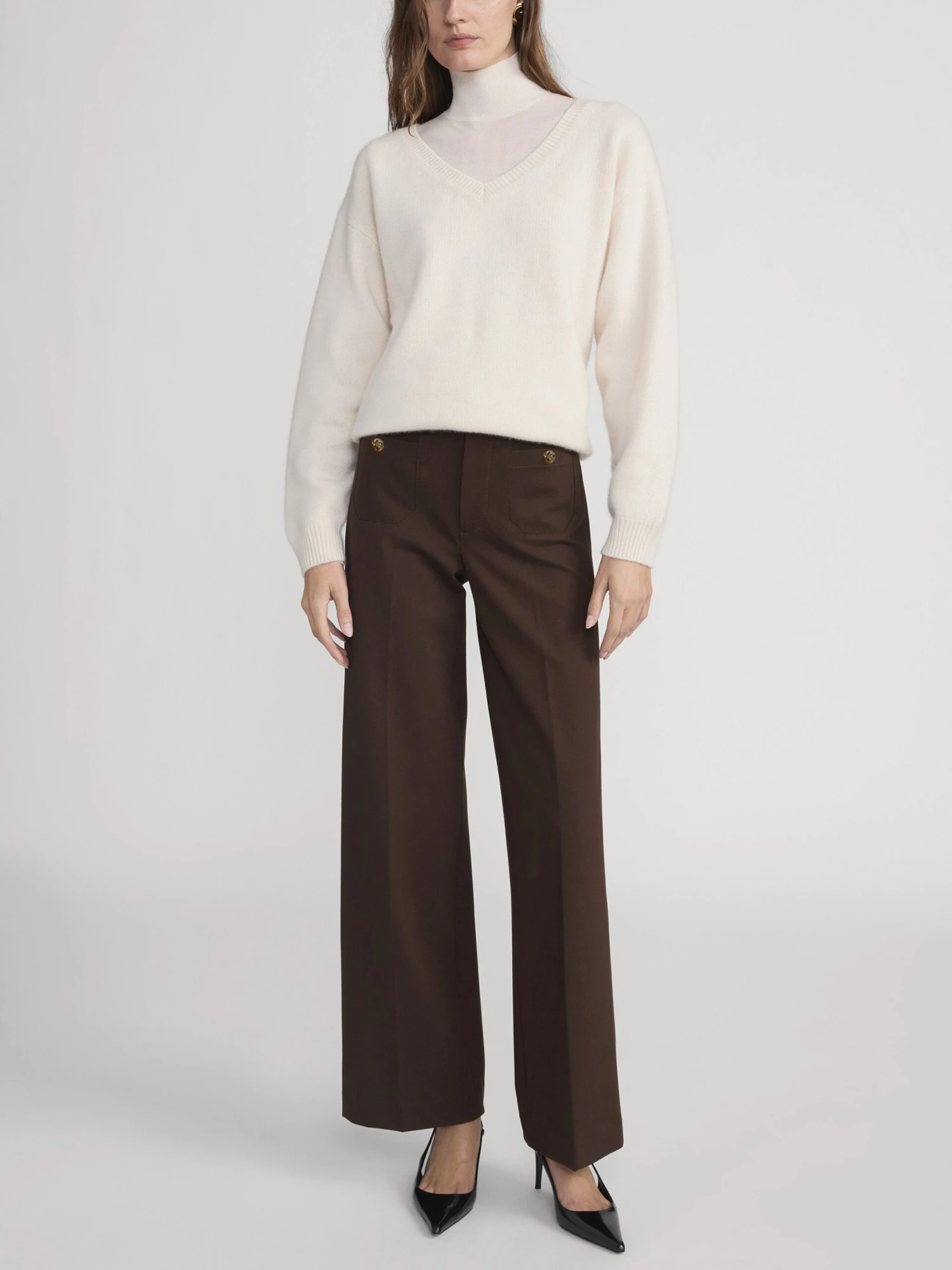 The Slim Palazzo Trouser -- Americano 2 The Slim Palazzo Trouser -- Americano - Image 2