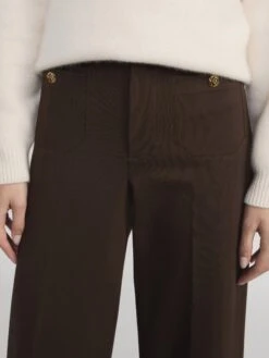 The Slim Palazzo Trouser -- Americano 10 The Slim Palazzo Trouser -- Americano -FRAME Clothing Shop WP26WPA020 AMER 2623 V2 pants front detail image