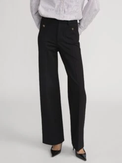 The Slim Palazzo Trouser -- Black 9 The Slim Palazzo Trouser -- Black -FRAME Clothing Shop WP26WPA020 BLK 2749 V2 pants front image