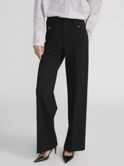 The Slim Palazzo Trouser -- Black 11 The Slim Palazzo Trouser -- Black -FRAME Clothing Shop WP26WPA020 BLK 2751 V2 pants side angle image