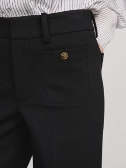 The Slim Palazzo Trouser -- Black 10 The Slim Palazzo Trouser -- Black -FRAME Clothing Shop WP26WPA020 BLK 2766 V2 pants front detail image