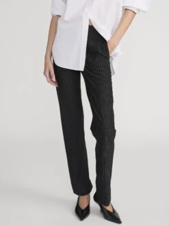The Sleek Trouser -- Black Pinstripe 9 The Sleek Trouser -- Black Pinstripe -FRAME Clothing Shop WP26WPA024 BLPN 2336 pants front image