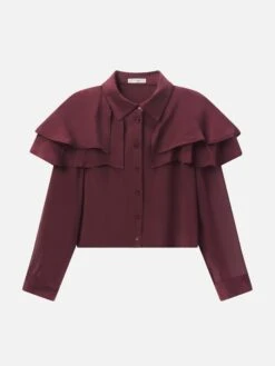 The Silk Cape Blouse -- Cabernet