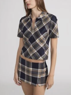 The Checkmate Top -- Navy Multi 11 The Checkmate Top -- Navy Multi -FRAME Clothing Shop WP26WSH015 NAMU WP26WSK013 NAMU 3690 top side angle image