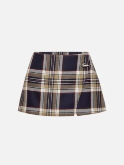 The Checkmate Skirt -- Navy Multi